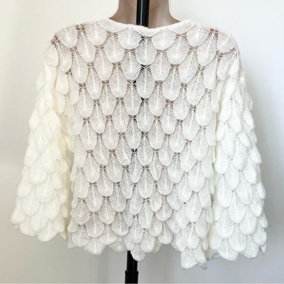 Sheer Feather Knit Sweater Flowy Sleeves - Picture 4 of 5